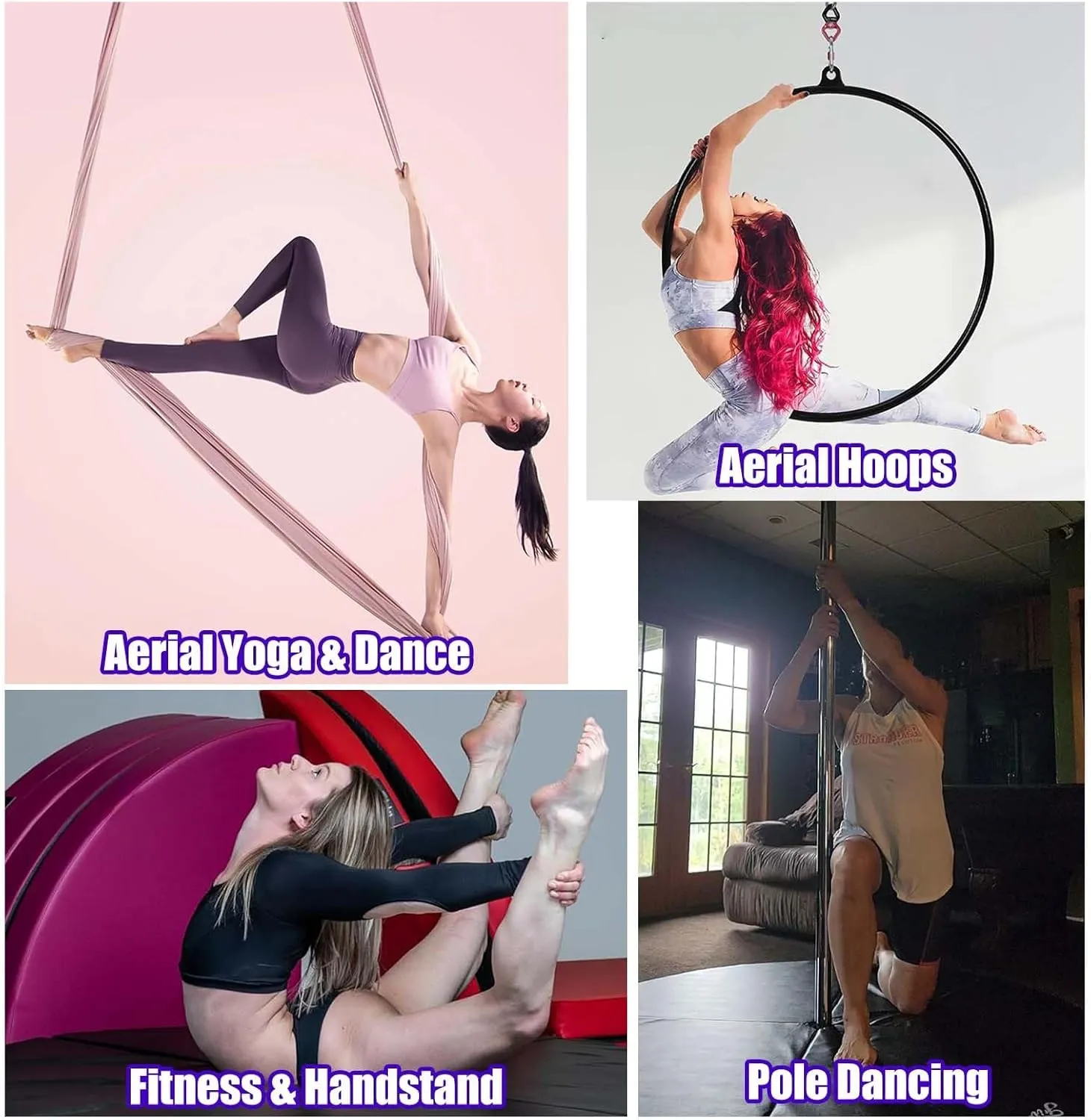 Aerial Hoop Crash Mat - Folding Shock Absorption Circular Pad for Hoop/Stripper Pole, Home Use, Anti-Collision Safety Mat