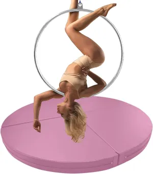 Aerial Hoop Crash Mat - Folding Shock Absorption Circular Pad for Hoop/Stripper Pole, Home Use, Anti-Collision Safety Mat
