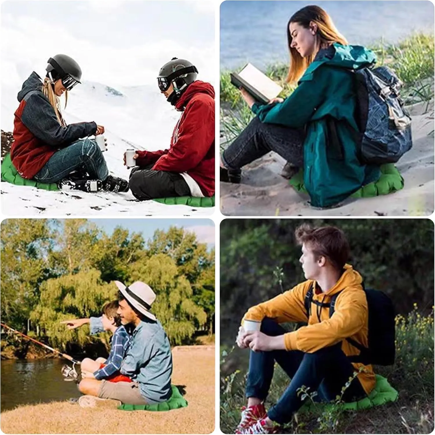 Airplane Travel Seat Cushion - Inflatable Waterproof Air Pad with Repair Kit and Storage Bag, Portable for Hiking Trekking Office Flights Car Stadium Seating (15.75"x11.82")