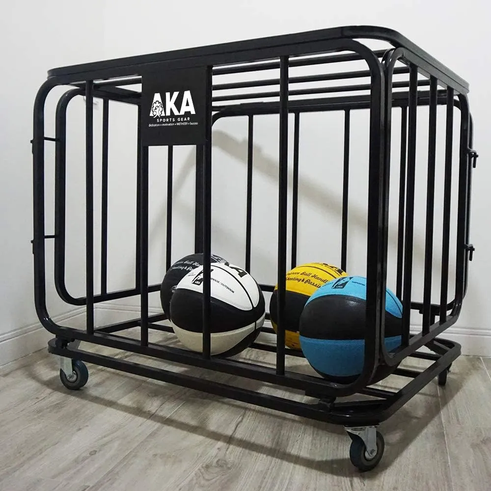 AKA Sports Ball Equpment Cart | Ball Storage for Soccer, Volleyball, Football | Ball Organizer | Ball Rack with Wheels