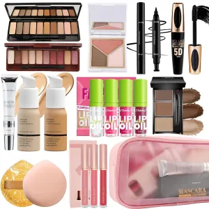 All in One Makeup Kit for Women Full Kit,Travel Makeup Kit for Teens,Make Up Gift Set with Everything,Foundation Eyeshadow Lip Gloss Eyebrow Blush Contour Powder,Mother's Day Makep Gift Set-B