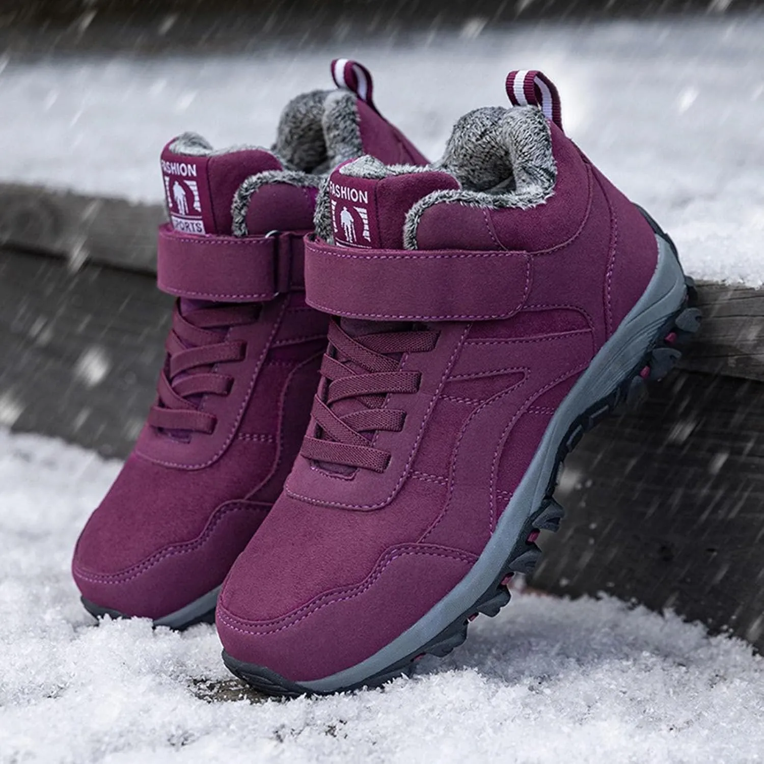 AMDBEL Snow Boots for Women, Womens Winter Boots Warm Fur Lined Anti-Slip Ankle Booties Walking Shoes Outdoor Trekking Shoes