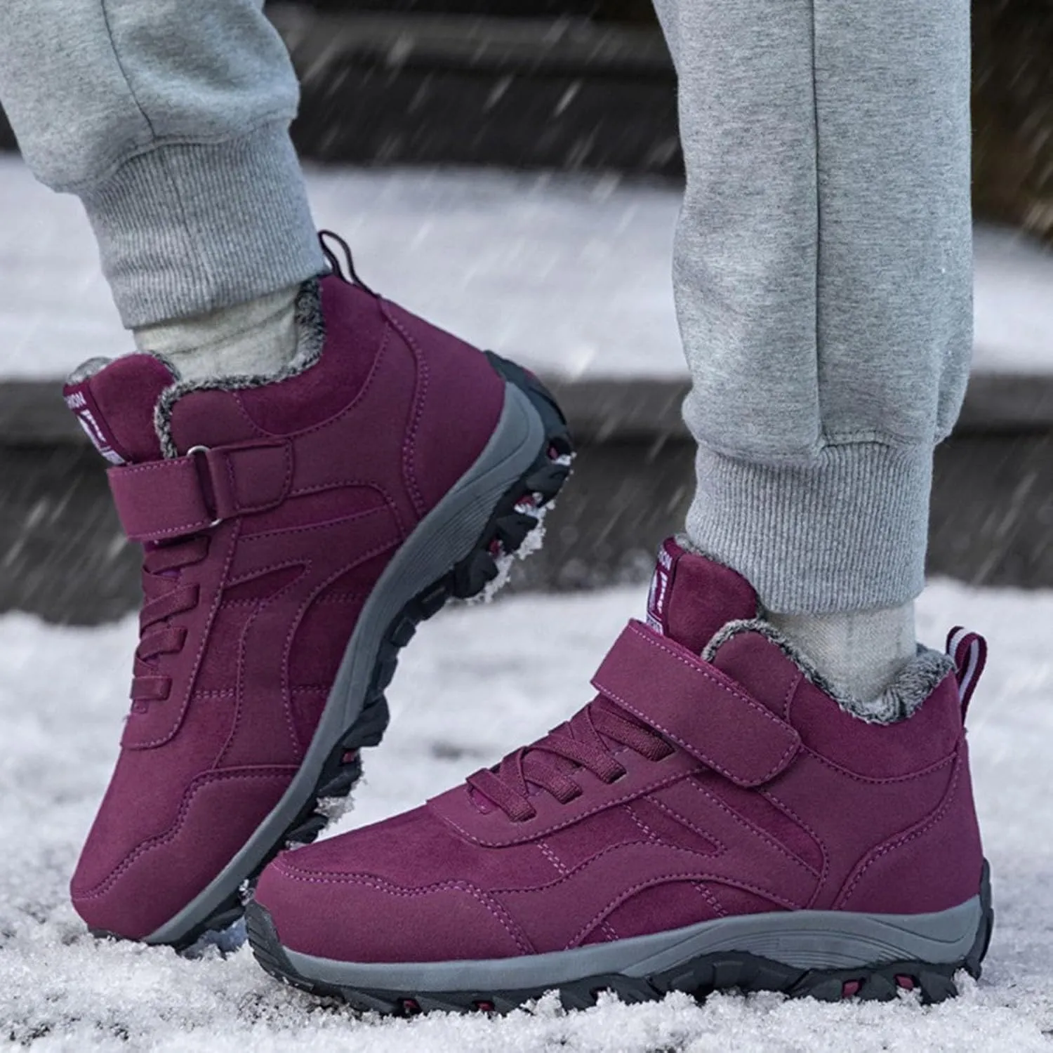 AMDBEL Snow Boots for Women, Womens Winter Boots Warm Fur Lined Anti-Slip Ankle Booties Walking Shoes Outdoor Trekking Shoes
