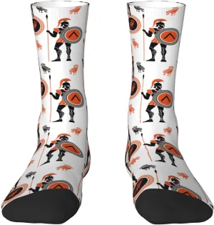 ancient Greek warriors sparta white Socks for Men Women Fashion Novelty Crew Sock for Work Travel Sports Gift