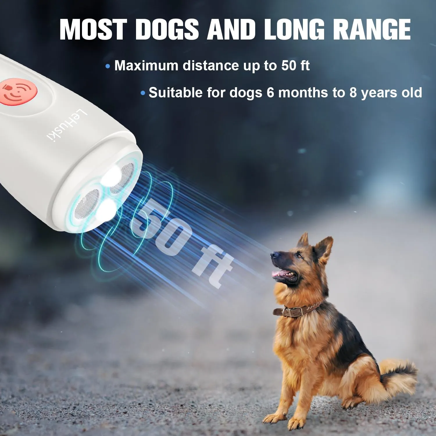 Anti Barking Device Rechargeable Ultrasonic Dog Bark Deterrent Stops Bad Behavior Up to 50 Ft Effective Control Range Safe Humane for Indoor Outdoor Use White