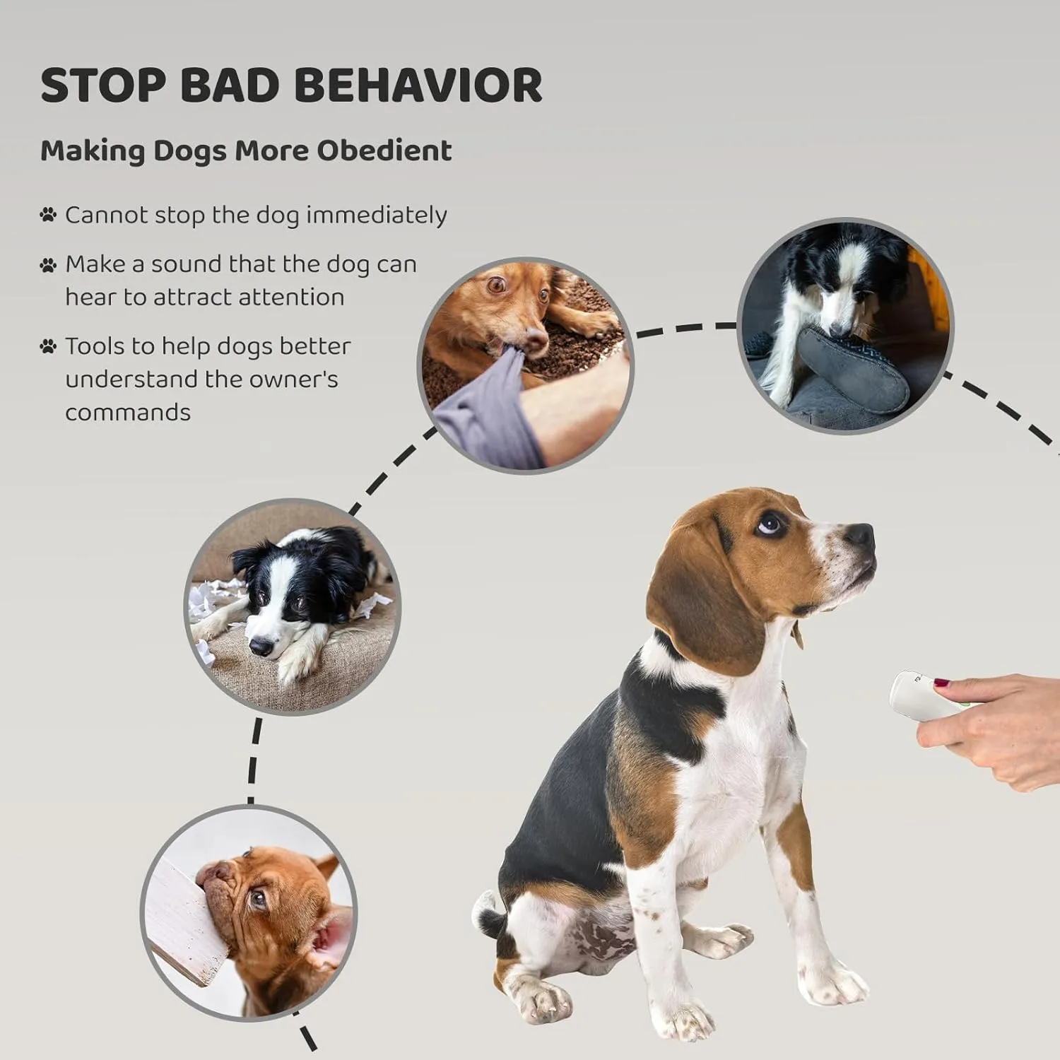 Anti Barking Device Rechargeable Ultrasonic Dog Bark Deterrent Stops Bad Behavior Up to 50 Ft Effective Control Range Safe Humane for Indoor Outdoor Use White