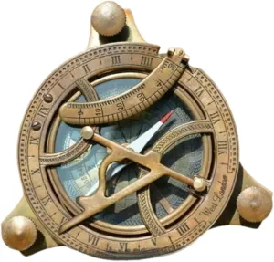 Antique Vintage Brass Sundial Compass Nautical Decor West London Good Gift 4" for Son, Grandson, Daughter, Baptism, Confirmation Camping Hiking Direction Marine Graduation by Unique Crafter