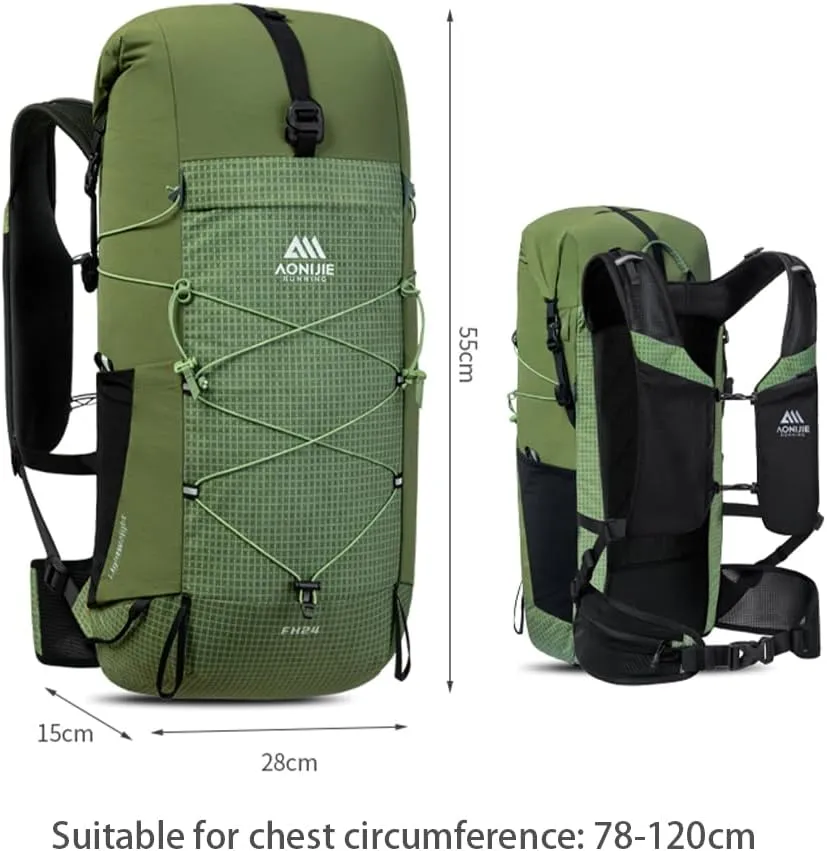 AONIJIE 24L Lightweight Hiking Backpack for Men, Adjustable & Multifunctional Backpacking Travel Gear Running Daypack (24L-Green)