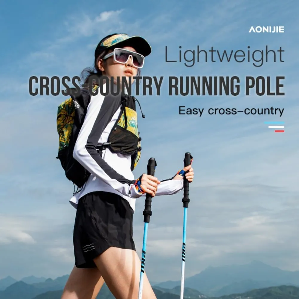 AONIJIE 2Pcs Trekking Poles - Collapsible Lightweight Hiking Poles Folding Walking Sticks for Men and Women with Non-Slip Grip