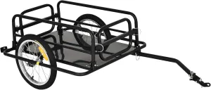 Aosom Wanderer Folding Bicycle Bike Cargo Storage Cart and Luggage Trailer with Hitch - Black