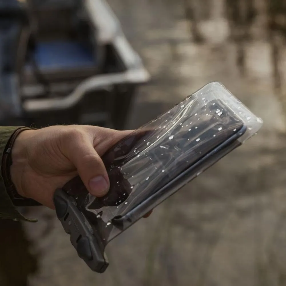 Aquapac Waterproof Phone Case, Medium, Grey, Lanyard, iPhone and Android, Made in The UK, Hiking, Mountain Biking, Running Accessory, Travel Essential, 5 Year Warranty. IPX8 Certified to 30 ft deep.