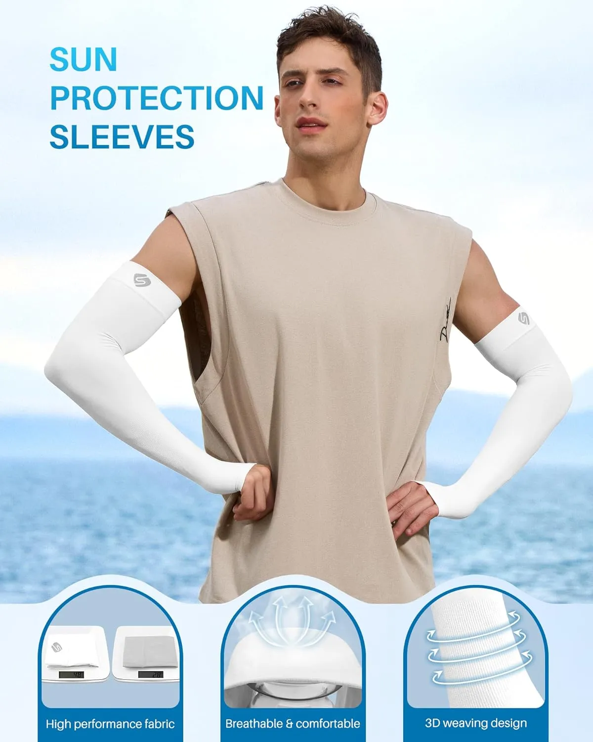 Arm Sleeves for Men Women UV Sun Protection Compression Arm Warmer Tattoo Cover Up, Sports Golf Cooling Sleeves