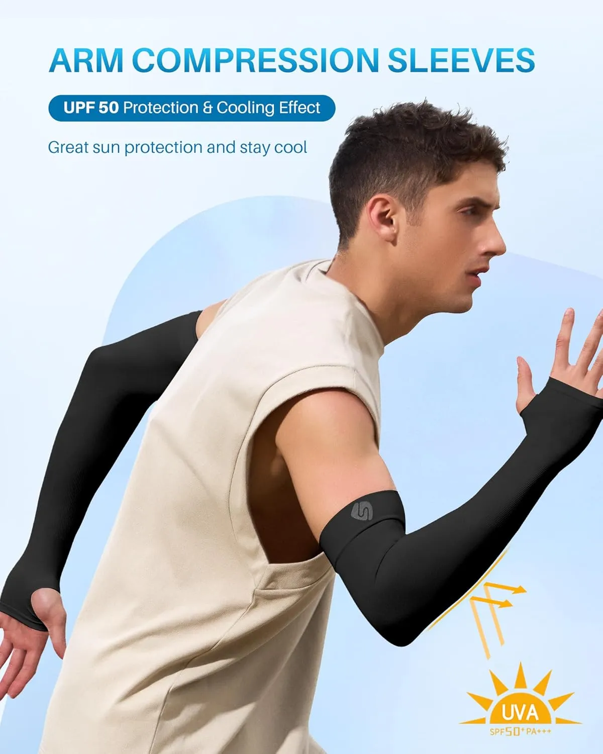 Arm Sleeves for Men Women UV Sun Protection Compression Arm Warmer Tattoo Cover Up, Sports Golf Cooling Sleeves