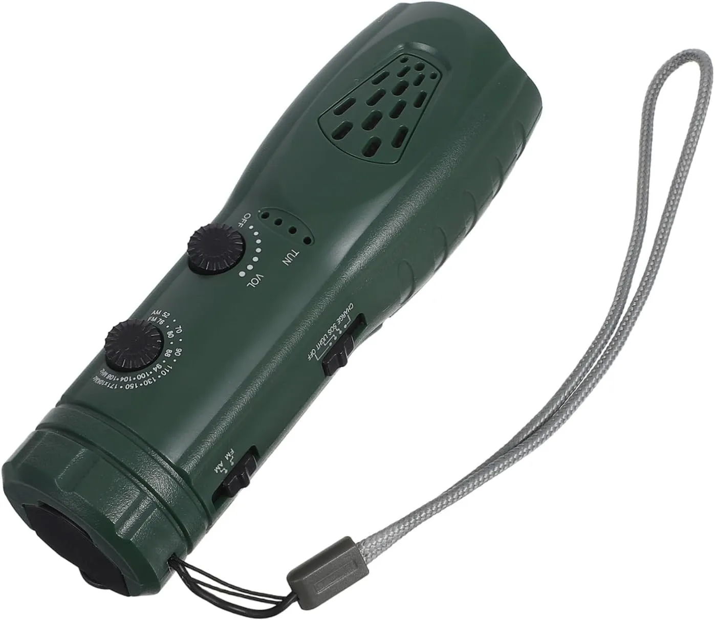 ARTIBETTER Compact Multiuse LED Flashlight with Sos Alarm Hand Crank Power Radio Function for Camping Hiking Survival Situations