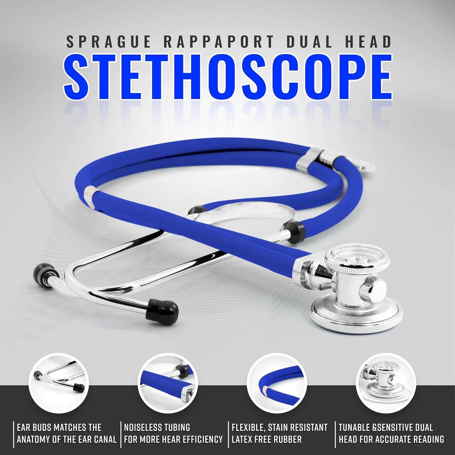 ASA TECHMED Medical Starter Kit - Stethoscope, Durable Blood Pressure Monitor, and EMT Shears and Protective Carrying Case Ideal for Healthcare Professionals, Blue