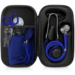 ASA TECHMED Medical Starter Kit - Stethoscope, Durable Blood Pressure Monitor, and EMT Shears and Protective Carrying Case Ideal for Healthcare Professionals, Blue