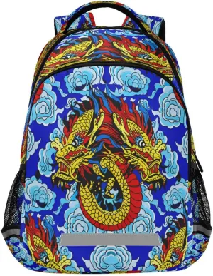 Asian Dragons Design Waterproof Backpack - Casual Outdoor Sports Daypack with Ergonomic Shoulder Straps#85