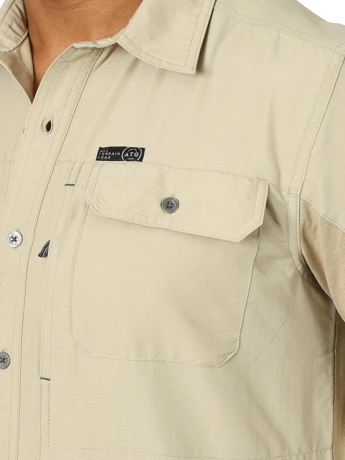 ATG by Wrangler Men's Long Sleeve Mixed Material Shirt