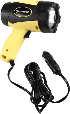 Attwood 11794-7 Portable 5W LED Emergency Spotlight 12V Adapter Plug, Safety Yellow/Black