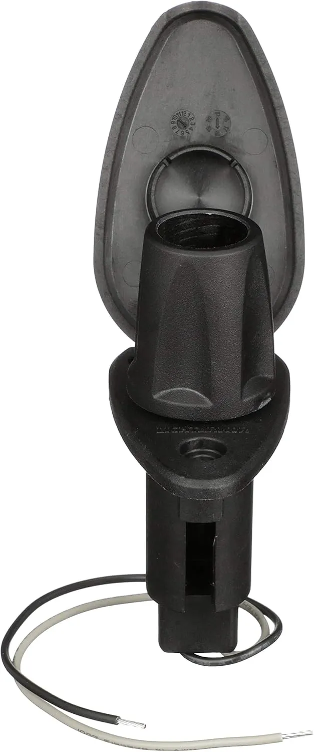 Attwood 910T2PB-7 LightArmor™ 910R Series Teardrop Plug-in Light Base — for All-Around Pole Light, 2-Pin, Black Composite Cover