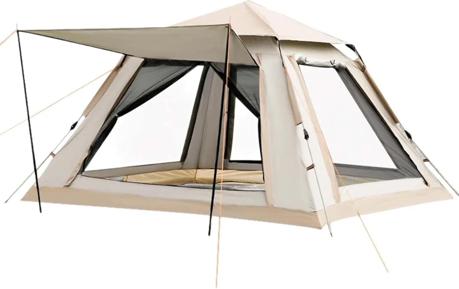 Automatic Camping Tent, Quick Assembly Tent, 4-Sided Weatherproof Panoramic Door, Travel Tent for Family Trips and Outings