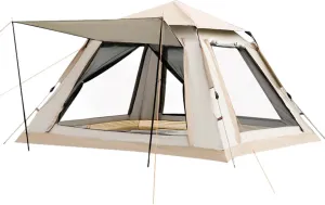 Automatic Camping Tent, Quick Assembly Tent, 4-Sided Weatherproof Panoramic Door, Travel Tent for Family Trips and Outings
