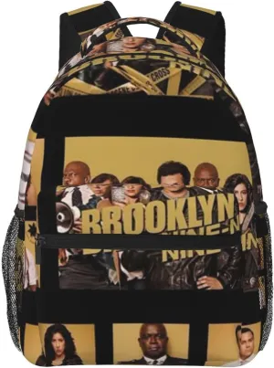 B-rooklyn Nine-Nine Casual Student Backpack With Adjustable Shoulder Straps And Cushioned Back For Comfort Black