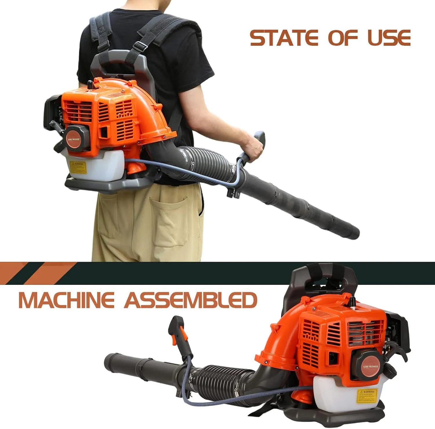 Backpack Gas Powered Leaf Blower, 52CC 550CFM 3HP 2 Stroke Grass Lawn Blower Air Cooling Gasoline Backpack Grass Blower with Air-Cooled, Snow Blower for Outdoor (550CFM 52CC)