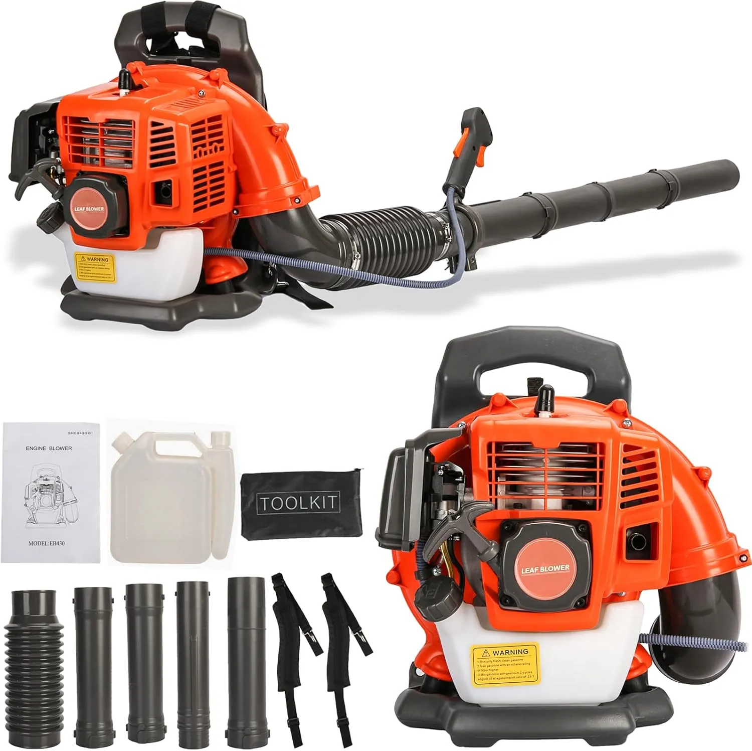 Backpack Gas Powered Leaf Blower, 52CC 550CFM 3HP 2 Stroke Grass Lawn Blower Air Cooling Gasoline Backpack Grass Blower with Air-Cooled, Snow Blower for Outdoor (550CFM 52CC)