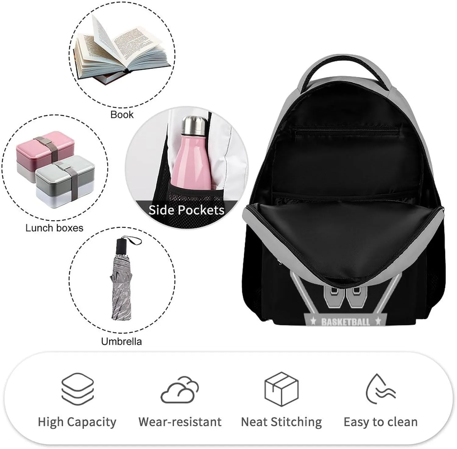 Backpack High Capacity Bag Basketball Fans Gifts for Teenager Men Women, Number & Add Name