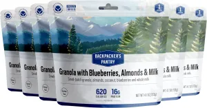 Backpacker's Pantry Granola with Blueberries Almonds & Milk - Freeze Dried Backpacking & Camping Food - Emergency Food - 16 Grams of Protein, Vegetarian
