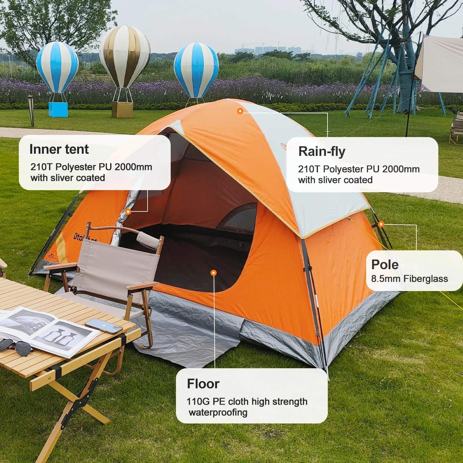 Backpacking Camping Tent Lightweight Portable Waterproof with Carrying Bag for Outdoor Summer Beach