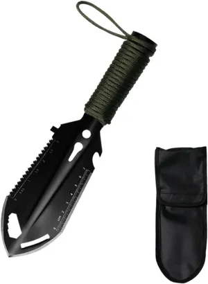 Backpacking Shovel,Hiking Trowel Gardening Tool Folding Shovel, Multipurpose Stainless Steel Hiking Trowel Survival Outdoor Camping Gardening Shovel (Black, 26.5cmx7cm)