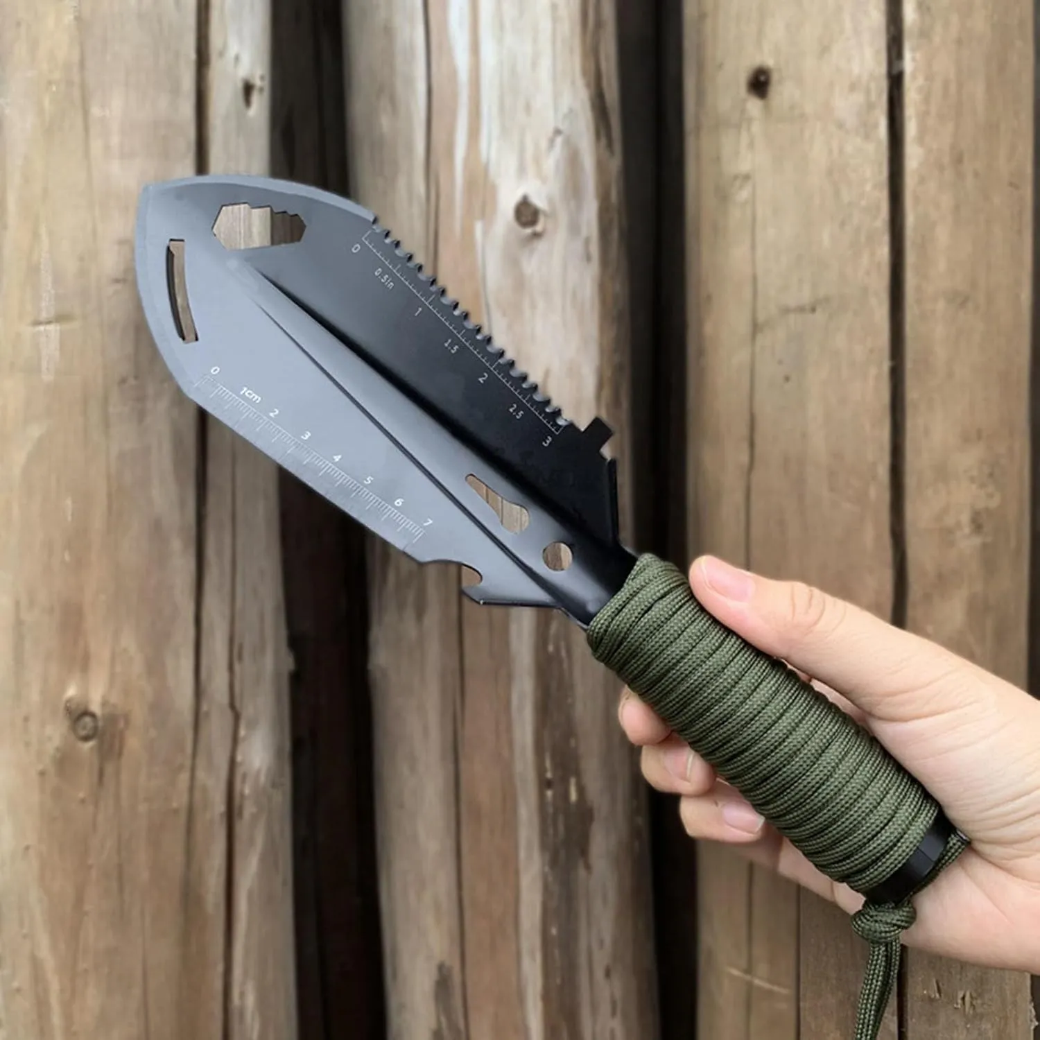Backpacking Shovel,Hiking Trowel Gardening Tool Folding Shovel, Multipurpose Stainless Steel Hiking Trowel Survival Outdoor Camping Gardening Shovel (Black, 26.5cmx7cm)