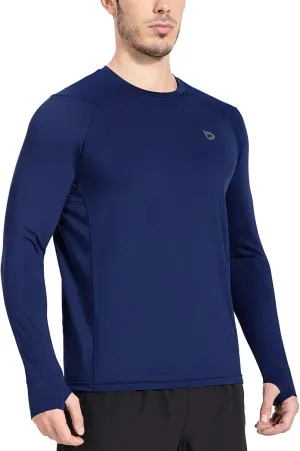baleaf Men's Long Sleeve Running Shirts with Thumbholes Quick Dry Athletic Shirt Workout Training Top