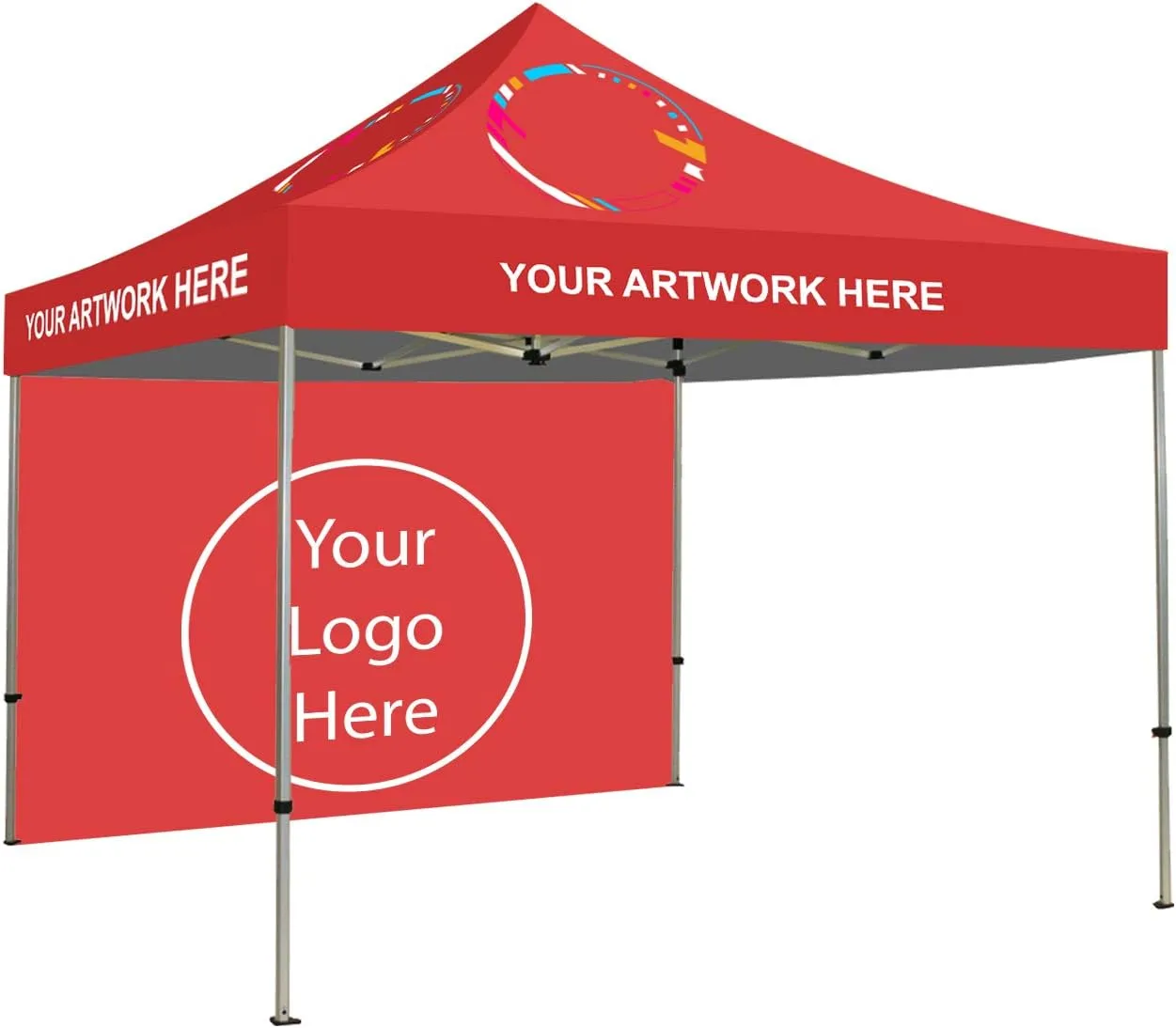 BANNER BUZZ Make IT Visible 6'x6' Custom Ez Pop Up Canopy Tent & Back Wall (Single Side Print). Instant Shelter Portable Pop-Up Canopy Tent with Wheeled Carry Bag