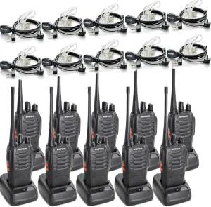 BAOFENG BF-888S Two Way Radio Long Range 16 CH Baofeng Radio and Tenway Covert Air Acoustic Tube Earpiece (Pack of 10)
