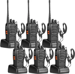 Baofeng BF-888S Walkie Talkies Long Range for Adults with Earpieces,16 Channel Walky Talky Rechargeable Handheld Two Way Radios (6 Pack)