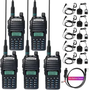 BaoFeng Radio BaoFeng UV-82 Ham Radio 144-148/420-450Mhz 2 Way Radio with FTDI Programming Cable Long Range Dual Band Two-Way Radio Walkie Talkie (5 Pack-Black)