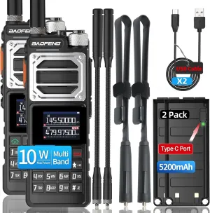 BAOFENG Radio Ham Radio Long Range AR-25R 10W Handheld 5RM Two Way Radio (Upgraded of UV-5R) Long Range Walkie Talkies for Adults,Copy Frequency USB-C Charger AirBand UV-25 2 Way Radio (2 Pack)