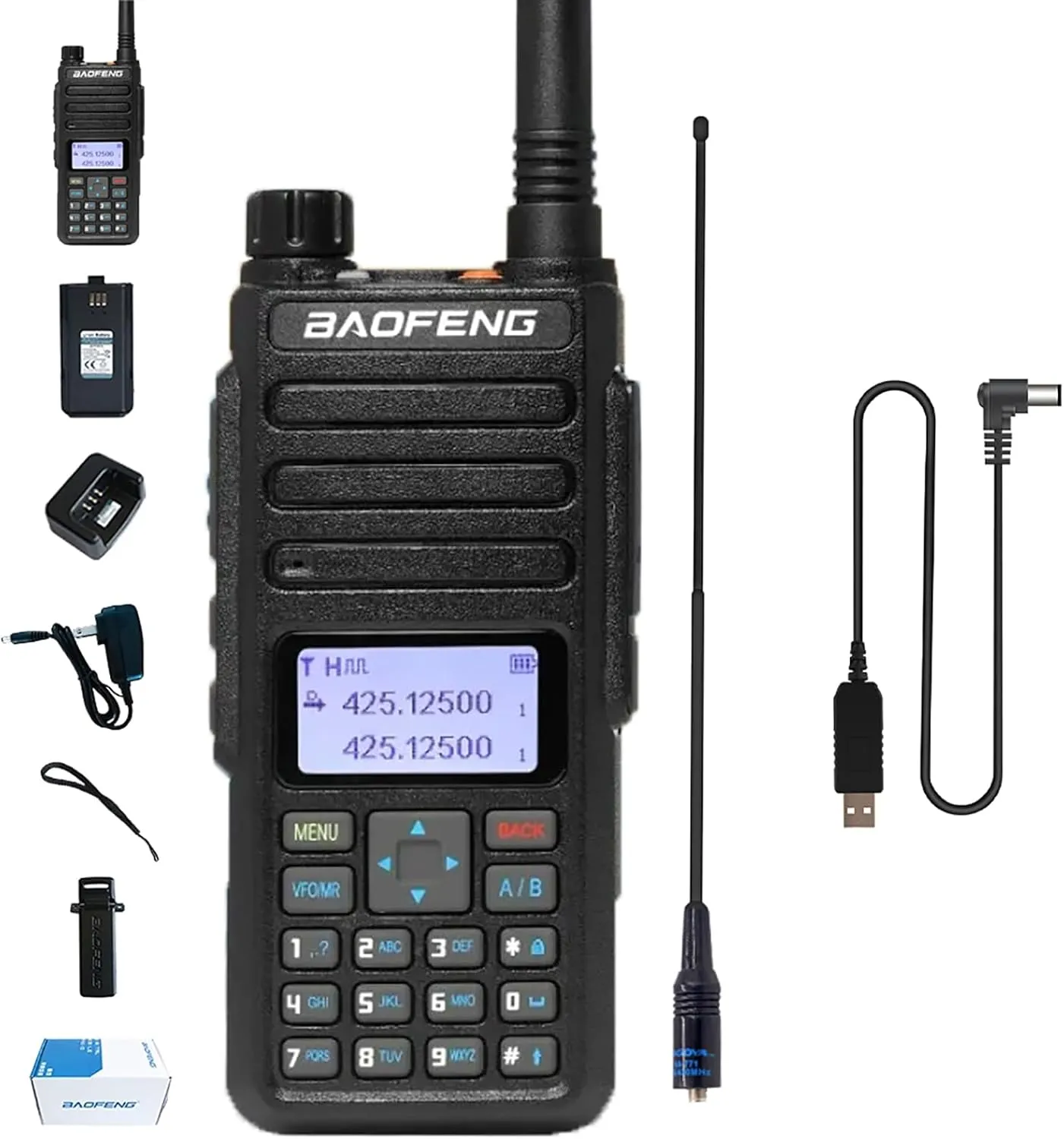BAOFENG Upgrade DR-1801UV DMR Radio Digital/Analog Two Way Radio Long Range DM-1801 Upgraded Version 2200mAh Battery SMS Function 1024 Channels Dual Band Walkie Talkie with Cable 771 Antenna