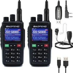 BAOFENG UV-22 Ham Radio Long Range (Upgraded of UV-5R) Handheld Walkie Talkies Long Range Two Way Radio with Copy Frequency, Programming Cable,Type-C Charging,2 Pack