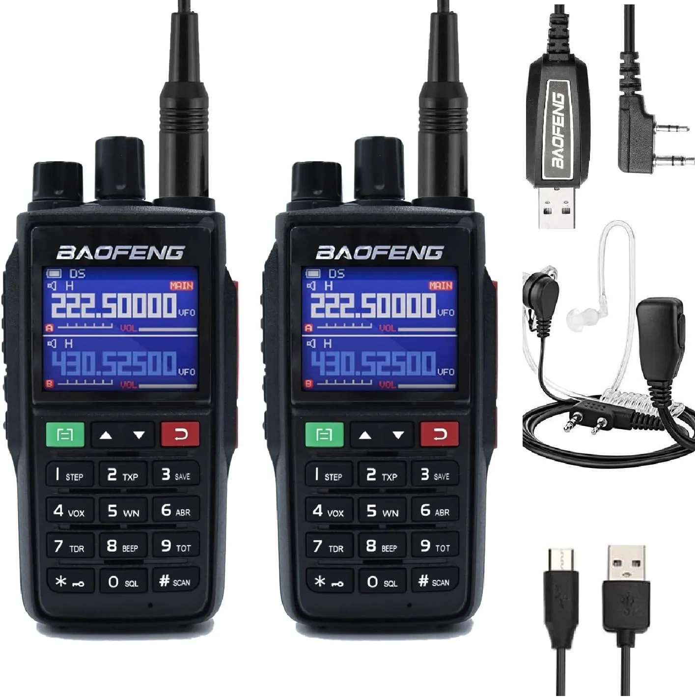 BAOFENG UV-22 Ham Radio Long Range (Upgraded of UV-5R) Handheld Walkie Talkies Long Range Two Way Radio with Copy Frequency, Programming Cable,Type-C Charging,2 Pack