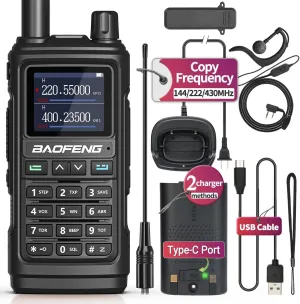 Baofeng UV-5R Upgrade Ham Radio Long Range Two Way Radio UV-17R Walkie Talkies for Adults UV5RUSB Charger 999 Channels VOX with Earpiece,Flashlight Li-ion Battery
