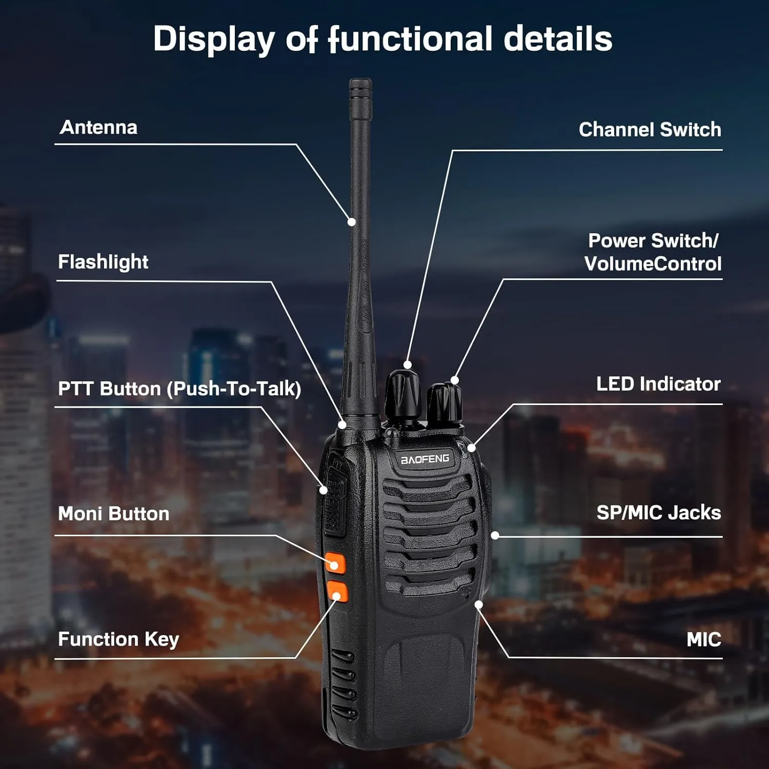 Baofeng Walkie Talkies 888S Rechargeable Long Range with Earpieces for Adults, 16 Channel Professional Radio Handheld Two Way Radios Li-ion Battery and Charger Included (10pack with 10earpiece)