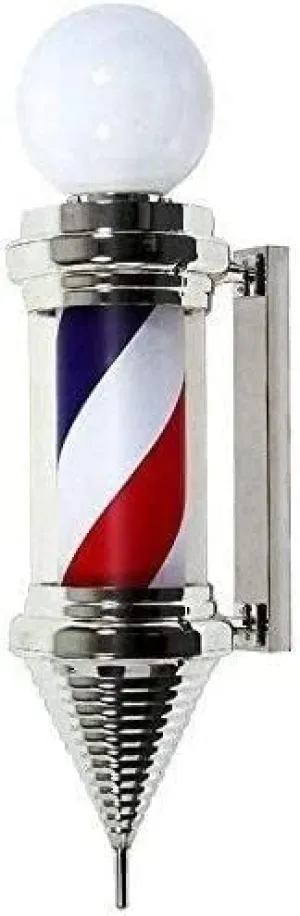 Barber Pole LED Sphere Top Barber Pole Waterproof Hair Salon Shop Sign Spinning Bright Red White Blue Stripe Light Sign Wall Mountable Barber Shop Pole 0528