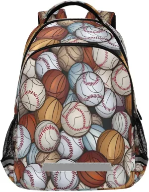 Baseball Balls Pattern Design Waterproof Backpack - Casual Outdoor Sports Daypack with Ergonomic Shoulder Straps#195
