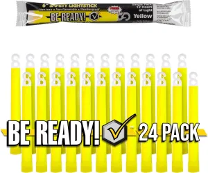 Be Ready - Industrial 12 Hour Illumination Emergency Safety Chemical Light Glow Sticks 24 Pack