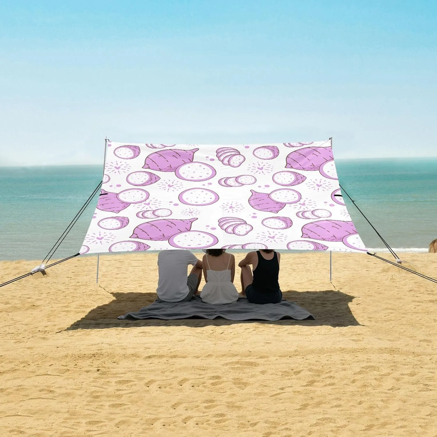 Beach Shade Tent with UPF50  UV Protection,Taro Slice Pattern Lightweight Camping Sun Shelter for Outdoor,Camping Trips, Fishing, Backyard,Picnics,Easy Set Up and Carry 9x10.5 FT