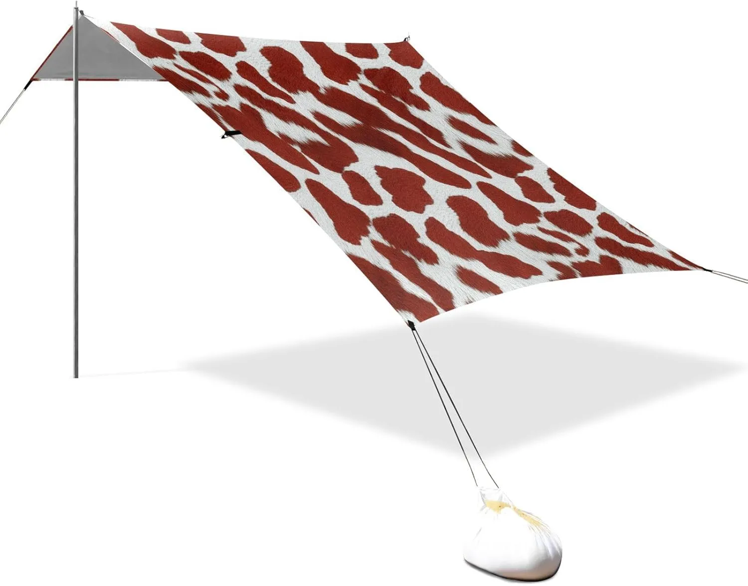 Beach Tent Canopy Cow Brown Spots Outdoor Sun Shade Patio 9.2 × 10.5 FT Funny Sand Camping Sun Shelter Windproof with Poles Sand Anchor